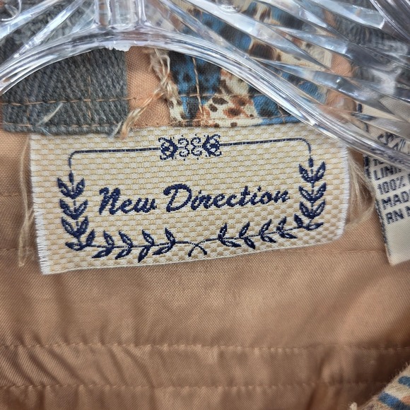 New‎ Direction Shirt Jacket XL Beige Patchwork Artsy Boho Indie Ethnic - Picture 6 of 8